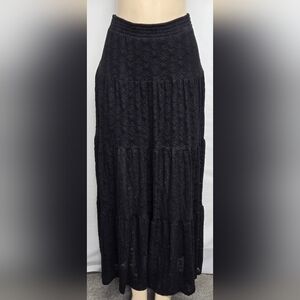 No Boundaries M 8-10 Mini Skirt With Maxi Lace Overlay Black Elastic Waist